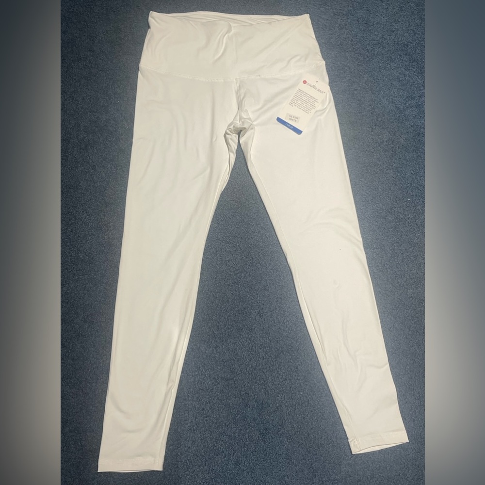 Leggings Depot White L Women’s Standard Full Length Very Soft High Rise Waist